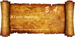 Bloch Ambrus névjegykártya